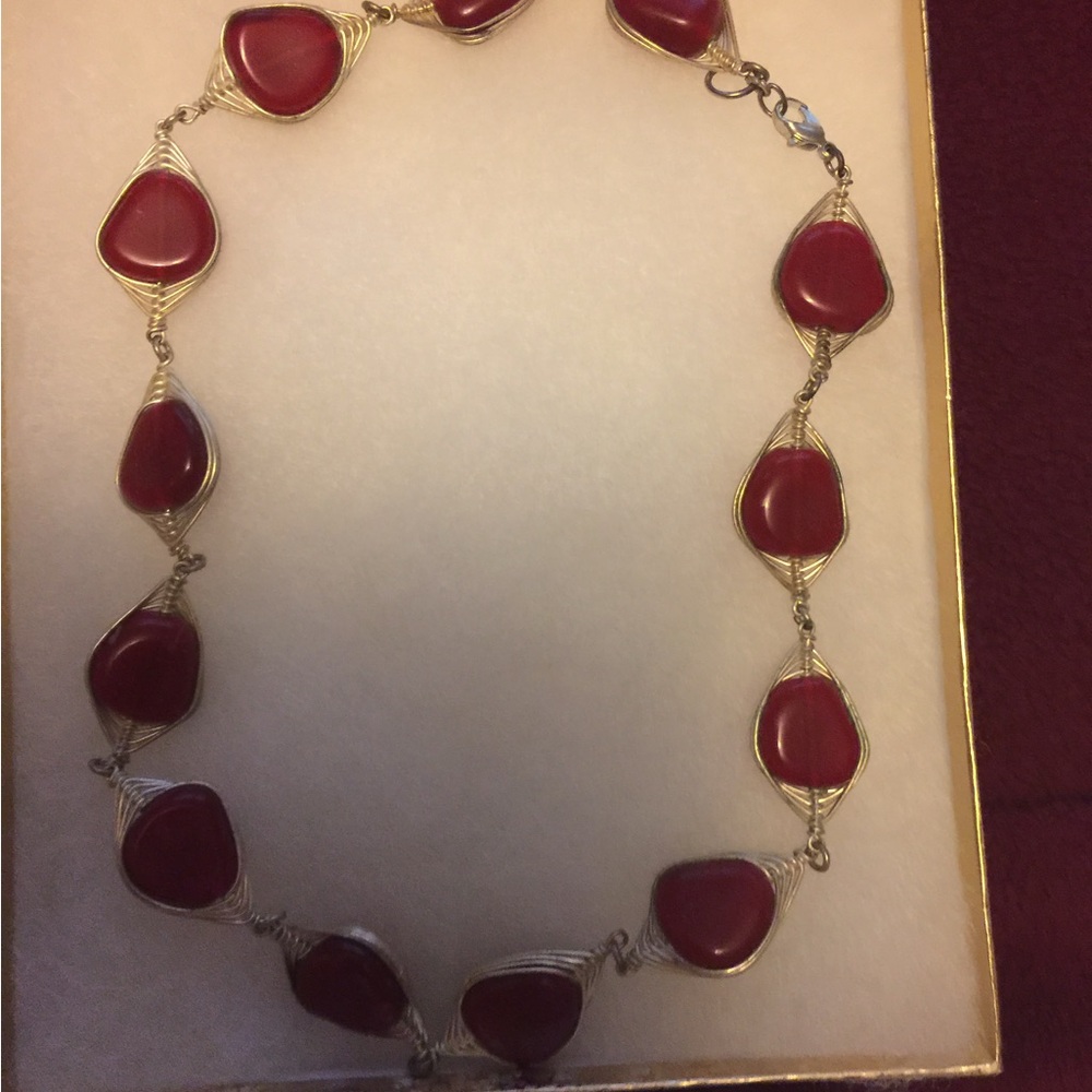Artsy Carnelian and Silver Necklace